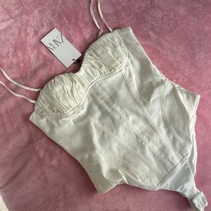 🤍Zara Linen Blend Corset Style Bodysuit